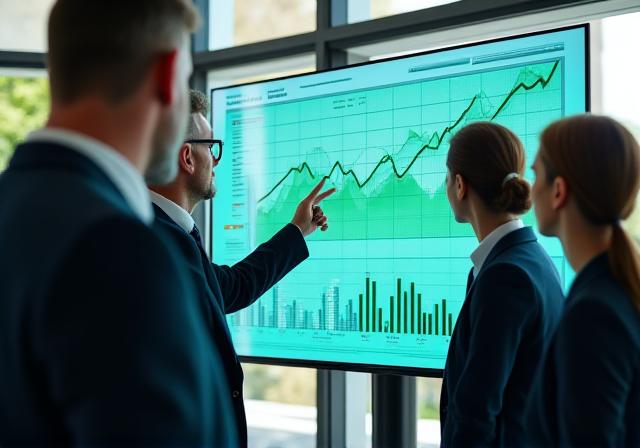 Data analysts reviewing operational efficiency charts