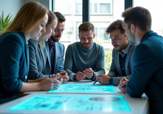 Team collaborating on process optimization mapping