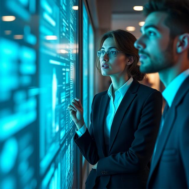 Team of analysts working on business efficiency data